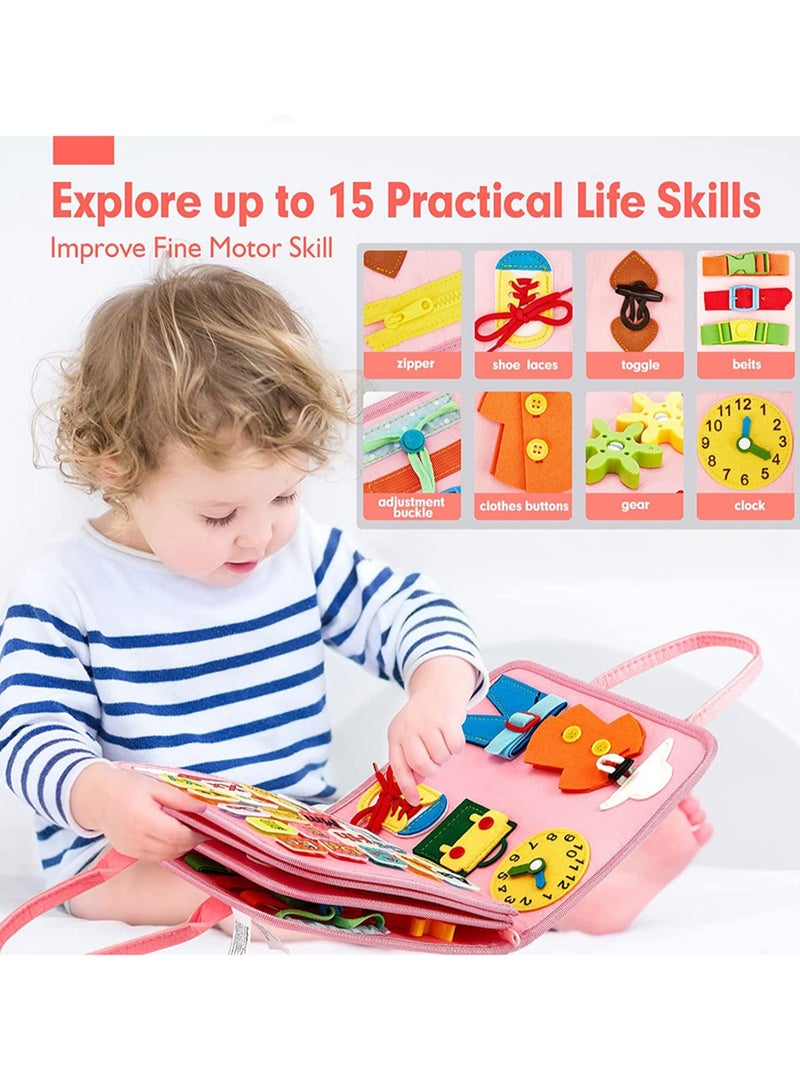 ألعاب مونتيسوري - لوحة مشغولة - ألعاب حسية للأطفال الصغار من عمر 3 إلى 4 سنوات، ألعاب سفر للأطفال الصغار، ألعاب تعليمية للتوحد، ألعاب للأطفال الصغار من عمر 3 إلى 6 سنوات للفتيات والأولاد في عيد ميلادهم (أزرق) - Image 4